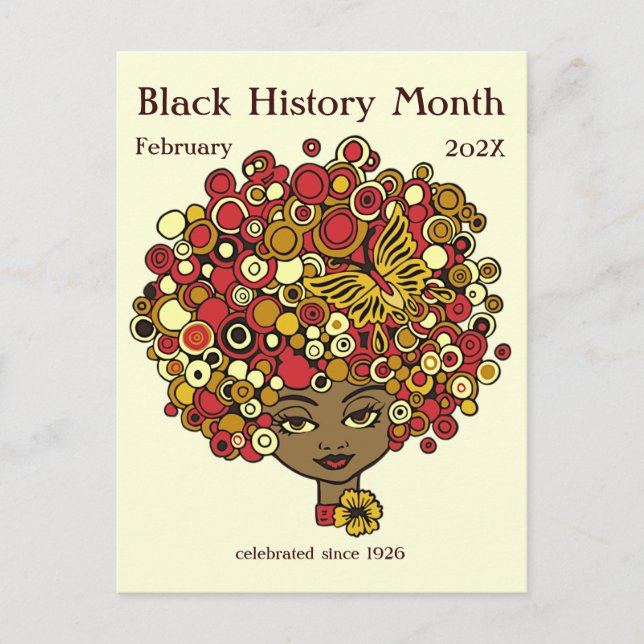 Carte Postale Mois de l'histoire noire, belle femme rétro (Devant)