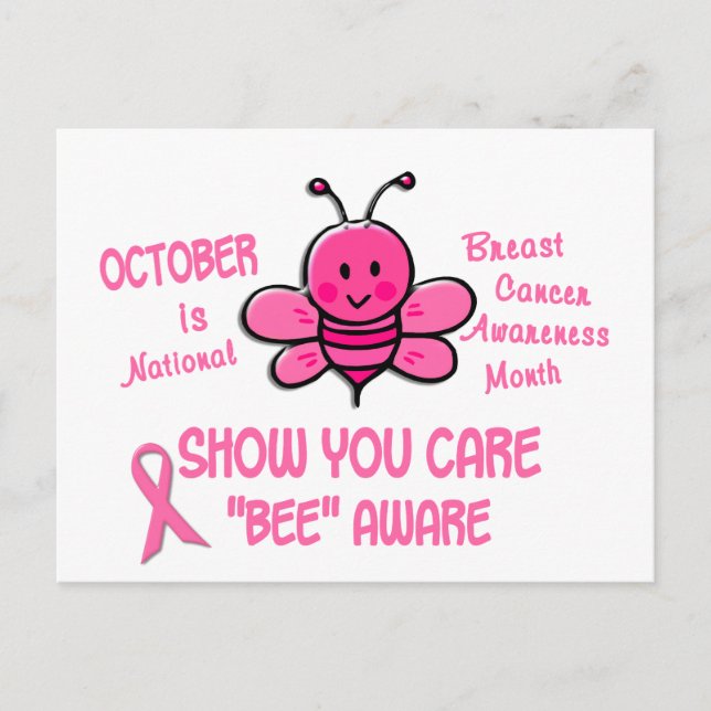 Carte Postale Mois de sensibilisation au cancer du sein Abeille  (Devant)