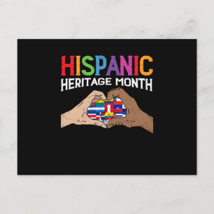 Carte Postale Mois du patrimoine hispanique Main Coeur Flags