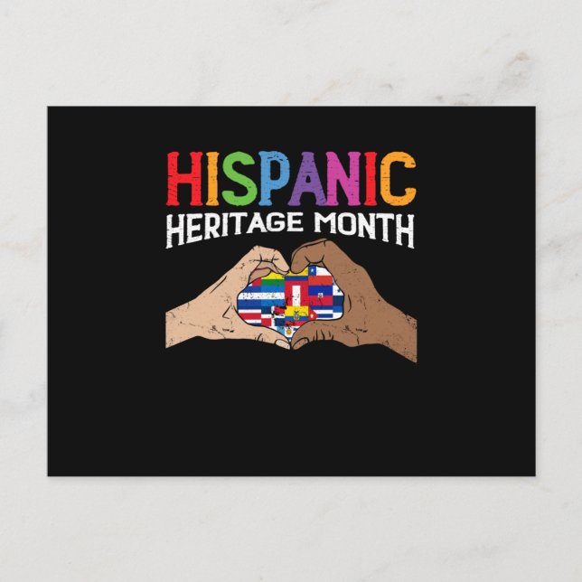 Carte Postale Mois du patrimoine hispanique Main Coeur Flags (Devant)
