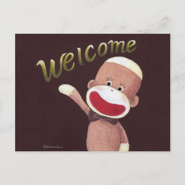 Carte postale Mokey Welcome Sock (Devant)