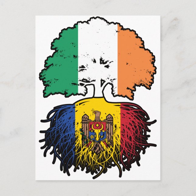 Carte Postale Moldava Moldavie Irlande Irlande Arbre Drapeau (Devant)