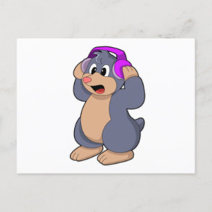 Carte Postale Mole à la musique avec casque