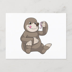 Carte Postale Mole avec ver de terre