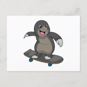 Carte Postale Mole en skate avec skateboard