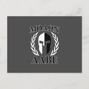 Carte Postale Molon Labe Casque spartiate Laurels Charbon