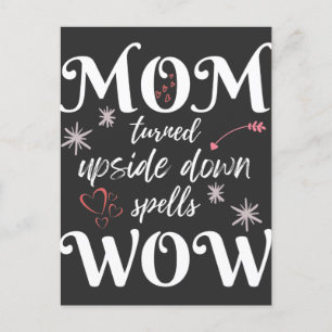 Carte Postale MOM À L'ENVERS S'ÉCRIT WOW Fête des Mères