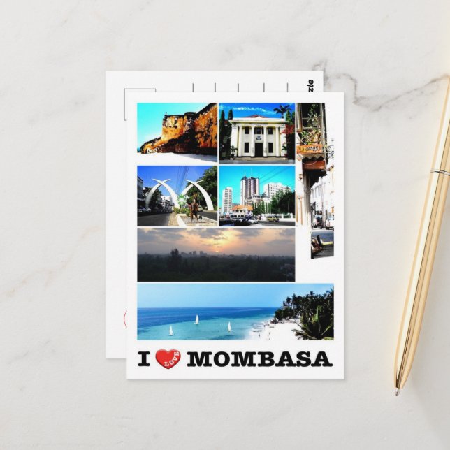Carte Postale Mombasa - Kenya - J'aime - (Devant/Arrière en situation)