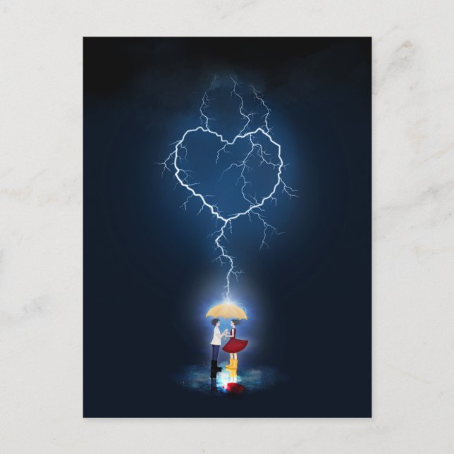 Carte Postale Moment romantique "Lovestruck" sous un parapluie (Devant)