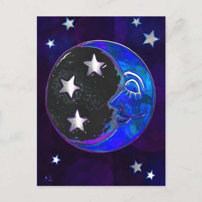 Carte Postale Moments célestes Bohème Folk Art VERT SEULEMENT (Devant)