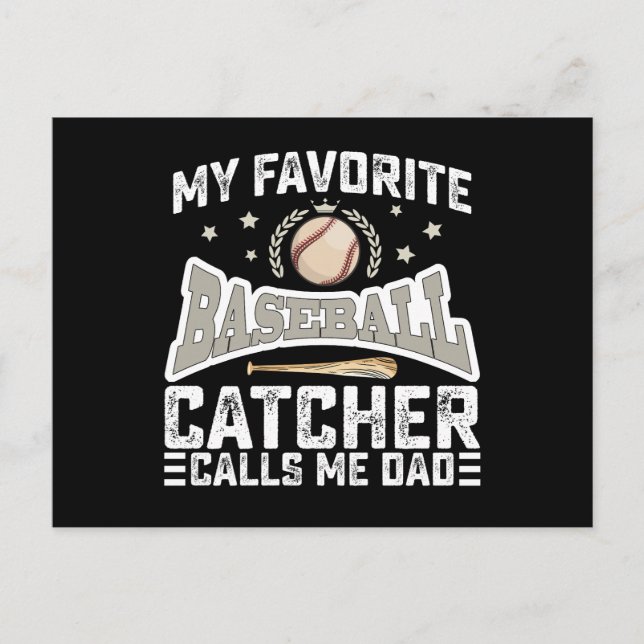 Carte Postale Mon Capteur De Baseball Préféré M'Appelle Papa Pèr (Devant)