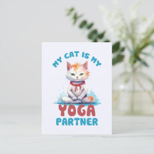 Carte Postale Mon Chat Est Mon Partenaire De Yoga - Adorable Méd