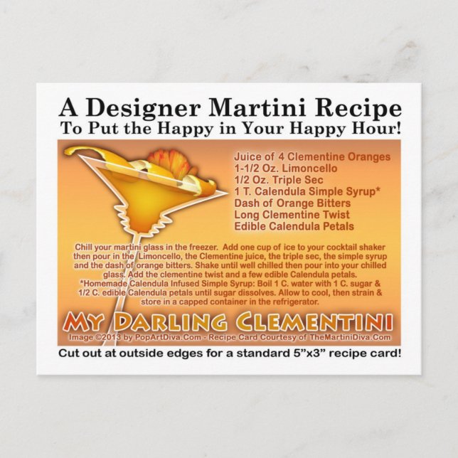 Carte postale Mon Chérie Clementini Martini Recett (Devant)