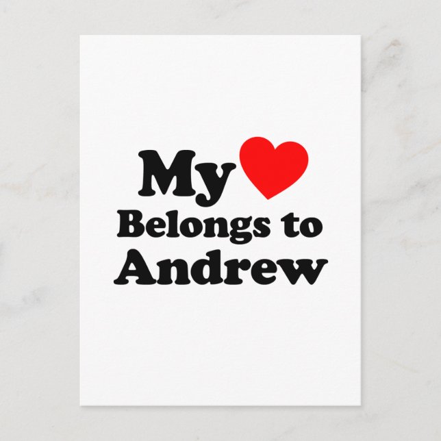 Carte Postale Mon coeur appartient à Andrew (Devant)