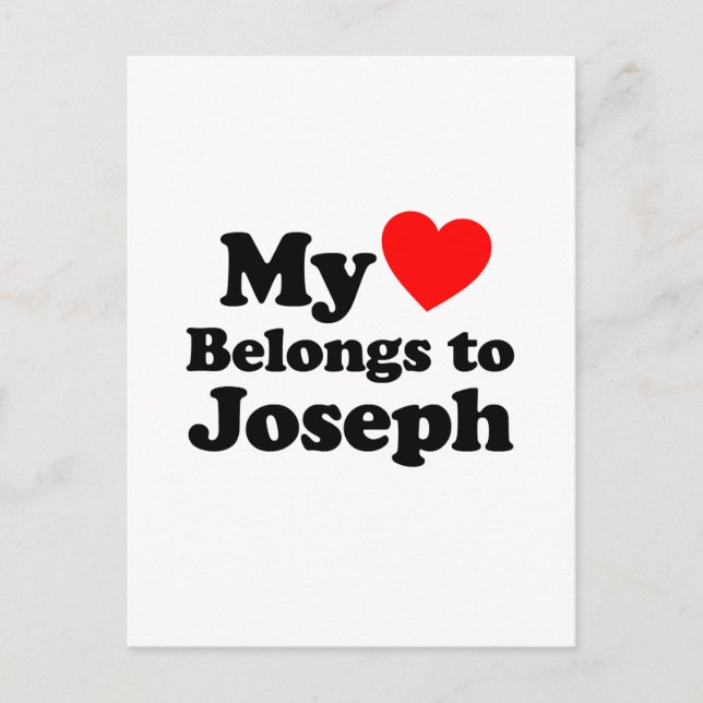 Carte Postale Mon coeur appartient à Joseph (Devant)