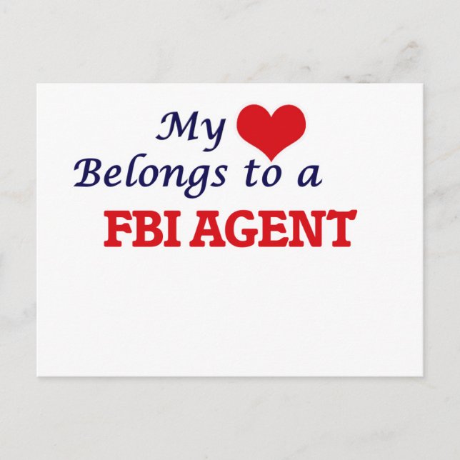 Carte Postale Mon cœur appartient à un agent du FBI (Devant)