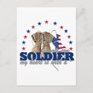 Carte Postale mon coeur est avec un soldat mon fils