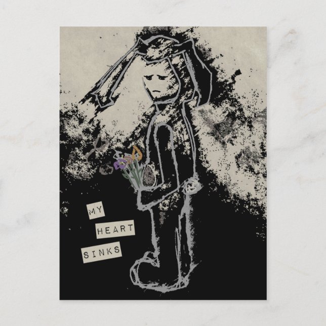 Carte Postale mon coeur plonge compassion sinibunny (Devant)