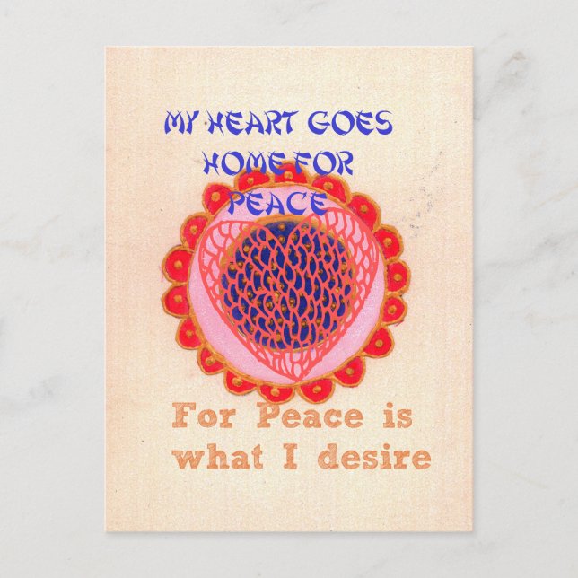 Carte Postale "Mon coeur rentre à la maison pour la paix" Imprim (Devant)