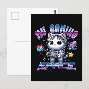 CARTE POSTALE MON ESPACE DE JEUX - KAWAII SPACE CAT