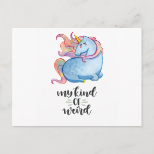 Carte Postale Mon genre de licorne Bleue bizarre