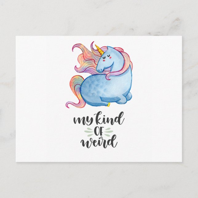 Carte Postale Mon genre de licorne Bleue bizarre (Devant)