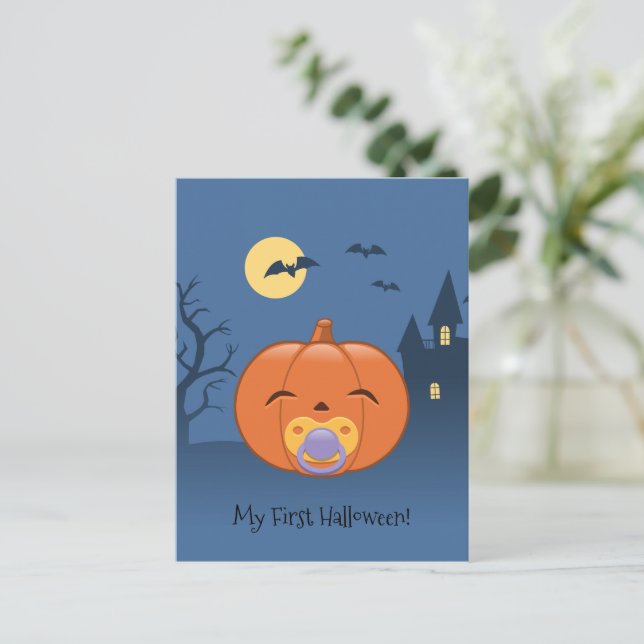 Carte Postale Mon premier Citrouille de pacificateur Halloween (Debout devant)