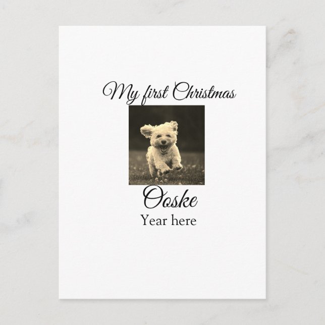 Carte Postale Mon premier Noël ajouter le nom de l'animal date a (Devant)