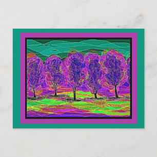 Carte Postale Mon propre ordinateur Art Arbres pourpres