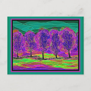 Carte Postale Mon propre ordinateur Art Arbres pourpres