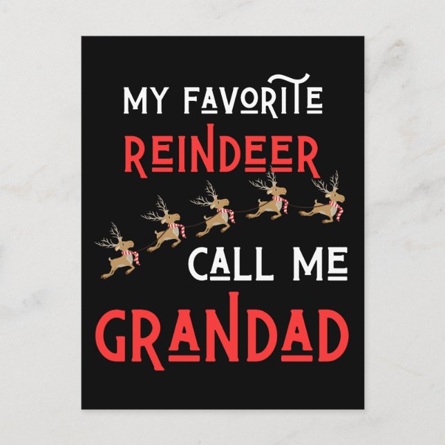 Carte Postale Mon Rindeer Favori M'Appelle Grand Papa Noël (Devant)