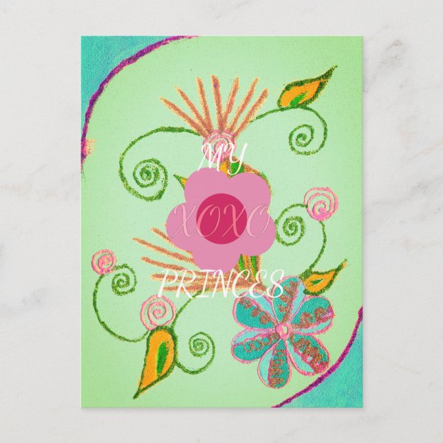 Carte Postale Mon XOXO Little Princess Floral Art Design d'impre (Devant)
