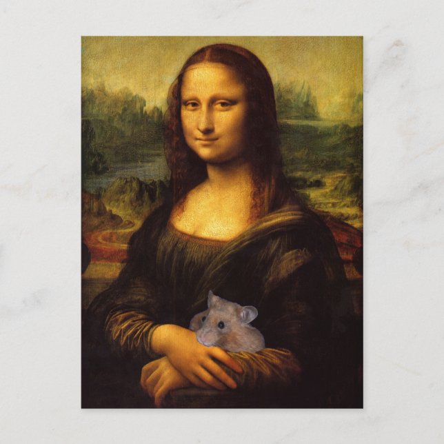 Carte Postale Mona Lisa adore son hamster (Devant)