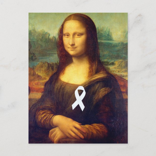Carte Postale Mona Lisa Au Ruban Blanc (Devant)