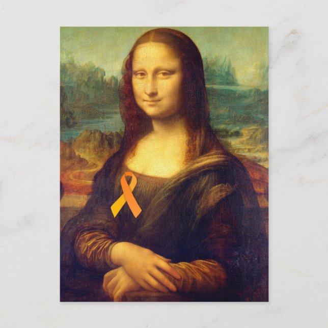 Carte Postale Mona Lisa Au Ruban Orange (Devant)