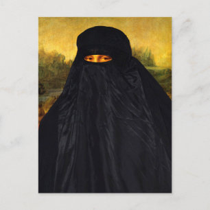 Carte Postale Mona Lisa cachée derrière la burqa