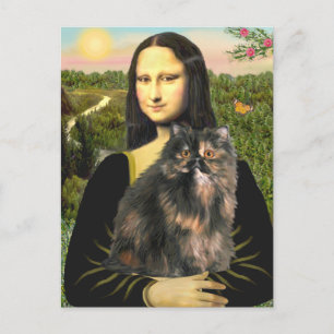 Carte Postale Mona Lisa - Chat de Calico persan