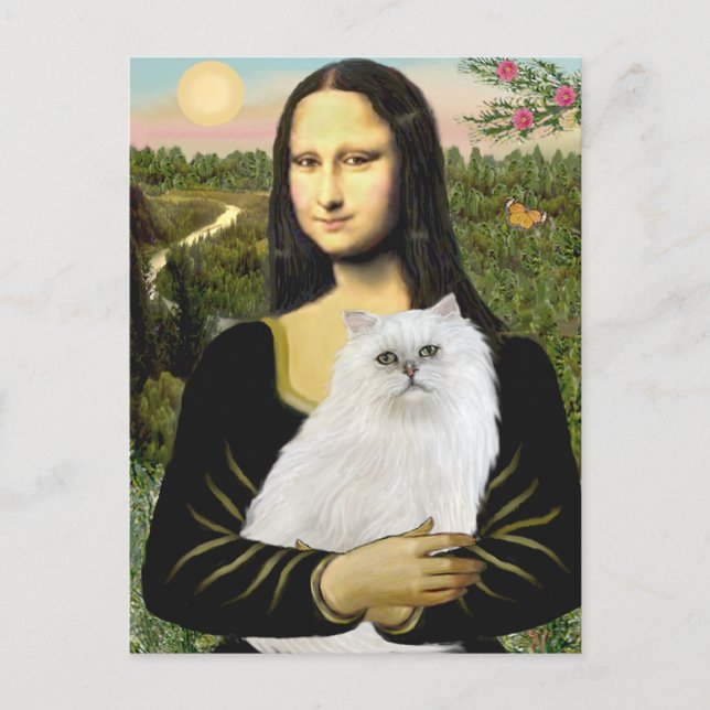 Carte Postale Mona Lisa - Chat persan blanc 13 (Devant)