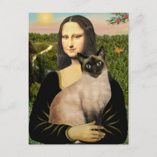 Carte Postale Mona Lisa - Chat siamois Seal Point