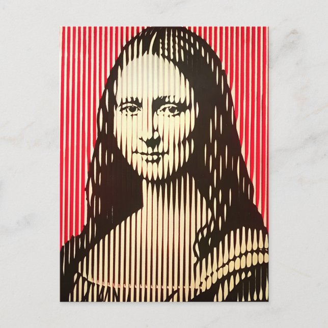 Carte Postale Mona Lisa dans le style d'illusion optique BAUHAUS (Devant)