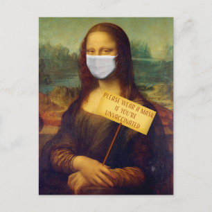 Carte Postale Mona Lisa dit s'il vous plaît porter un masque