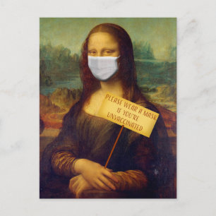 Carte Postale Mona Lisa dit S'il vous plaît Portez un Masque