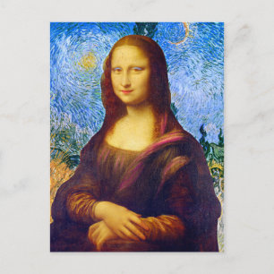 Carte Postale Mona Lisa et Van Gogh