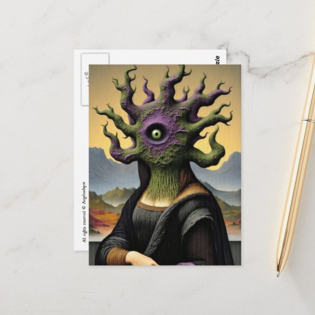 Carte Postale Mona Lisa Horror (Devant/Arrière en situation)