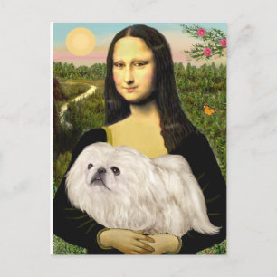 Carte Postale Mona Lisa - Pékinese blanc (#4)