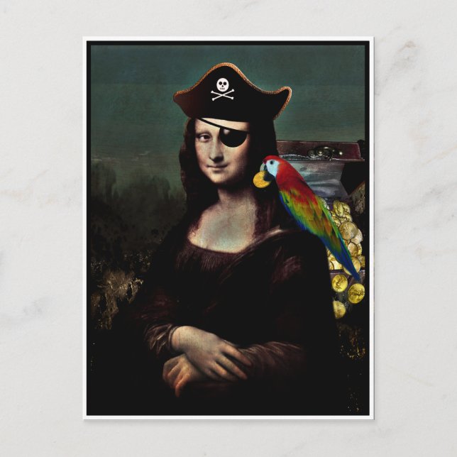 Carte Postale Mona Lisa pirate avec cache-œil (Devant)