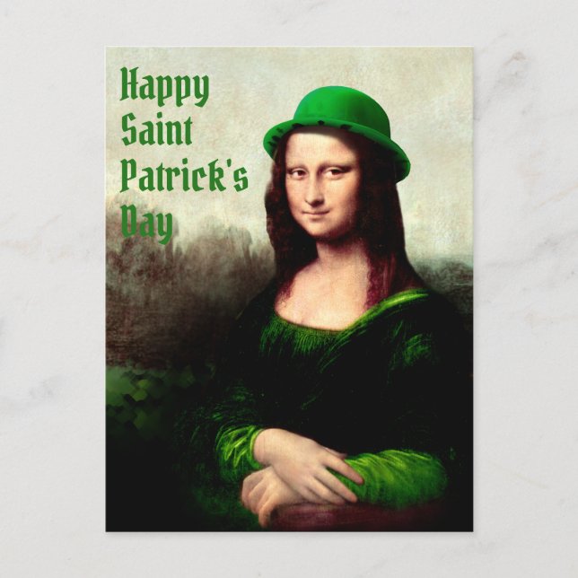 Carte Postale Mona Lisa St. Patrick's Day Clover (Devant)