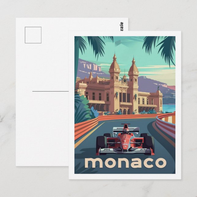 Carte Postale Monaco Circuit Vintage célèbre Travel Place (Devant / Derrière)