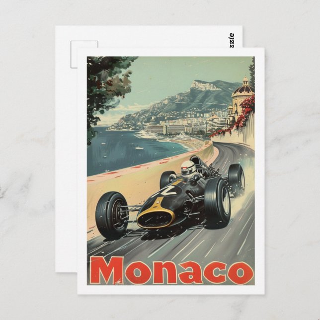 Carte Postale Monaco Circuit Vintage célèbre Travel Place (Devant / Derrière)