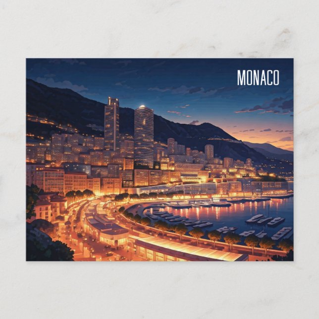Carte Postale Monaco Monte Carlo la nuit (Devant)